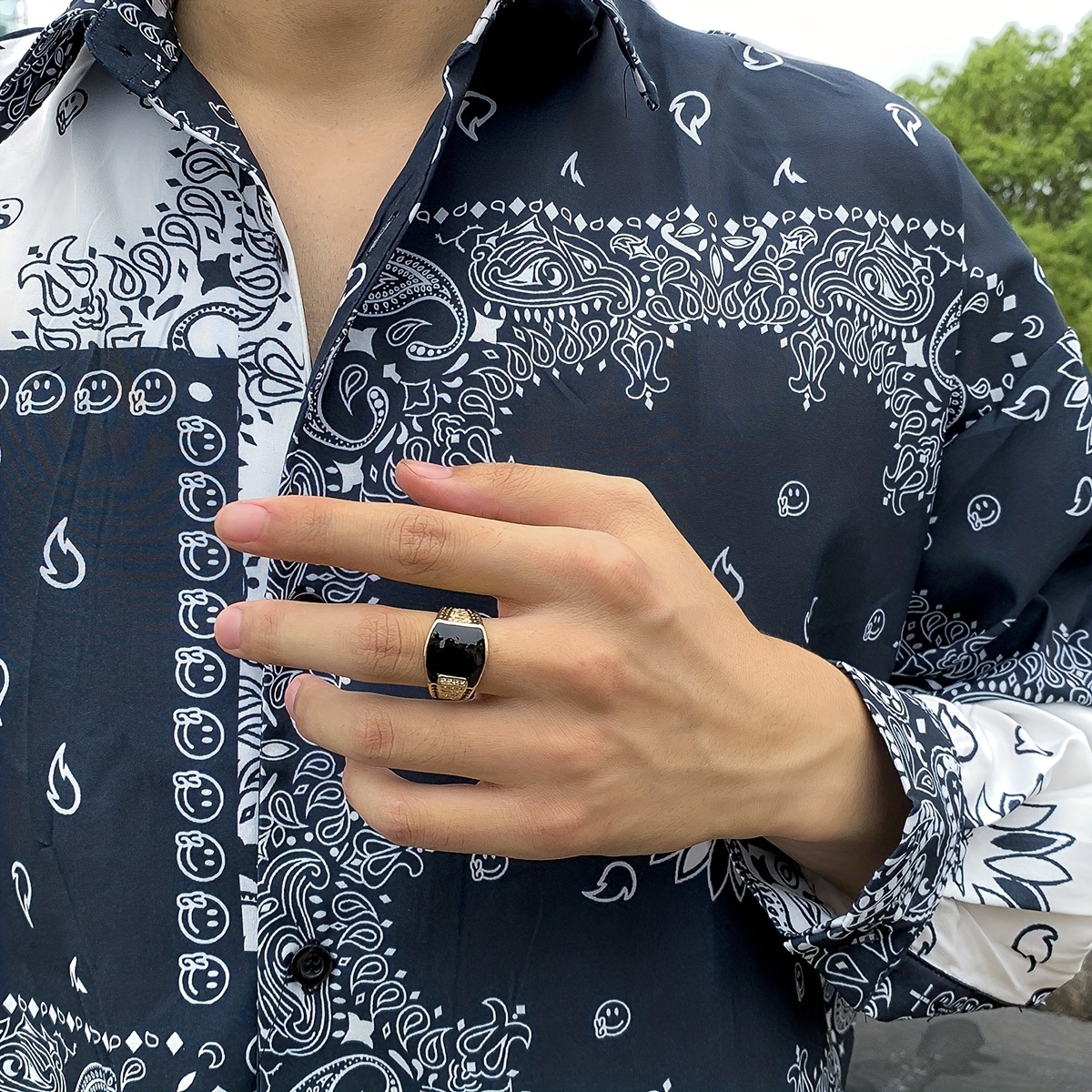 Geometric Square Diamond Ring for Men